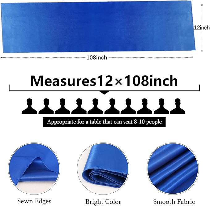 Navy Table Runners 20 Pack 12x108 inch Silk Satin Smooth Fabric | Satin Table - Image 4