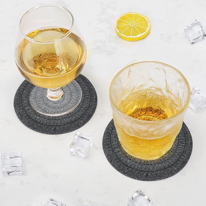 ABenkle Drink Coasters with Holder Set of 10, Cotton Woven Absorbent Coasters - Image 5