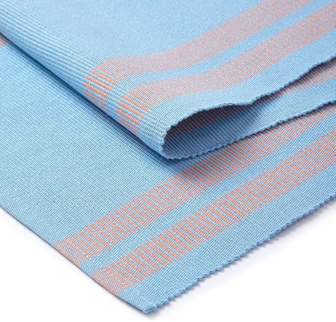 Encasa XO Table Runner, Yarn Dyed Ribbed Cotton 13"x94" | Ladder Blue, 12-Ply - Image 5