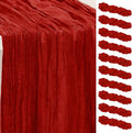 10 Pack Burgundy Cheesecloth Table Runner 35x120 Inch 10Ft Rustic Gauze Cheese by SuBleer