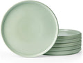 famiware Star Salad Plates for 6, 8 inches Plate Set, Stoneware Dinnerware, Small Dinner Plates for Dessert, Salad, Appetizer,Matte Green