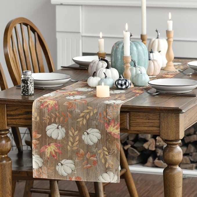 Artoid Mode 210 GSM Fall Table Runner 13x90 Inch Home Party Decor | Pumpkins - Image 3