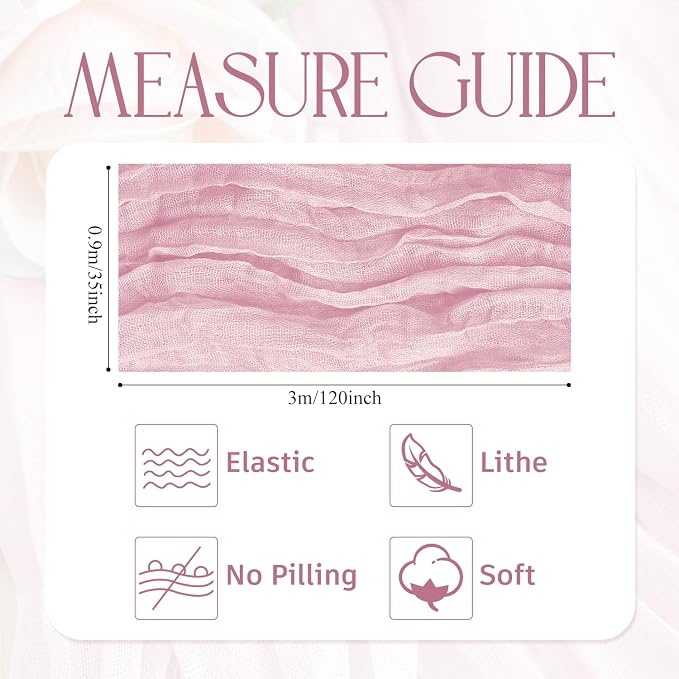 Cheesecloth Table Runner Blush Pink 10FT Boho Gauze Runner, 3 Pack | 120 Inch - Image 2