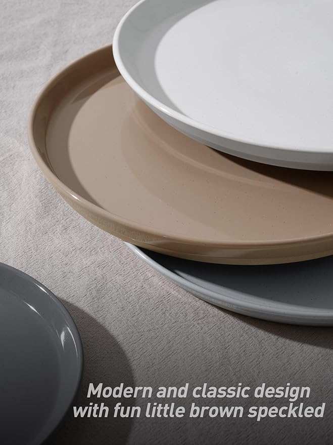 Famiware Saturn Dinnerware Sets for 8, 24 Pieces Stoneware Plates and Bowls Dish Set - Chip and Scratch Resistant, Microwave and Dishwasher Safe Tableware, Multi-color