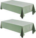 2 Pack Rectangle Tablecloth, 52x70 inch, Water Resistant Wrinkle Free Linen Textured Table Cloth Washable, Decorative Fabric Table Cover for Dining, Party and Camping, Sage Green