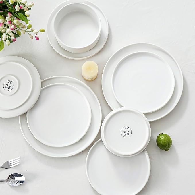 26 OZ Ceramic Cereal Bowls Set, 6 Inch, Modern White | Handcrafted, Dishwasher - Image 7