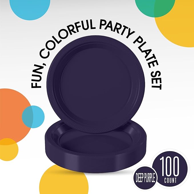 Exquisite Party Solids Navy Plastic Plates For Party 7" Navy Disposable Plates Heavy Duty 100 Pcs Plastic Dinnerware Sets Heavy Duty 350 GSM Disposable Dinnerware Set
