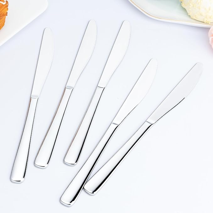 24 Pieces Butter Knives Set - 9 Inches Butter Knife, Food Grade Stainless Steel Dinner Knives Set, Mirror Polished Knife Silverware for Home, Restaurant, Kitchen, Dishwasher Safe