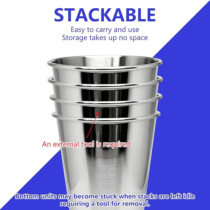20PCS 20-OZ Tainless Steel Cups,Metal Cups, Stainless Steel Pint CupsStackable Unbreakable Drinking Glasses for Party, BBQ Camping, (50)