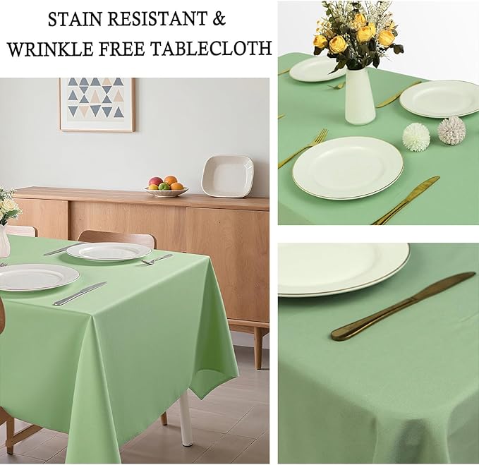 8 Pack Sage Green Tablecloth 60 x 102 Inch Rectangular Table Cloth for 6 Foot Rectangle Tables, Wrinkle Resistant Washable Polyester Fabric Table Covers for Wedding Party Banquet Buffet and Camping