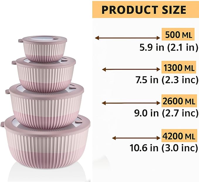 Mixing Bowls with Airtight Lids – 8 Piece Nesting Kitchen Set – BPA-Free, Leak-Proof & Stackable – Dishwasher, Microwave & Freezer Safe