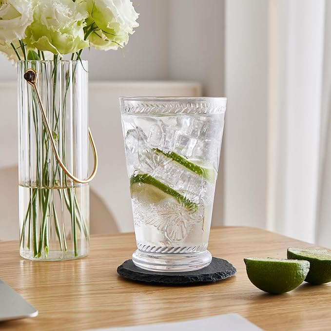 8 Pack Embossed Vintage Mixed Drinking Glasses, 12 Oz & 9 Oz Glasses | Embossed - Image 7