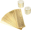 uxcell 100Pcs Napkin Rings Laser Cut Foil Paper, Napkin Holder Hollow Napkin Bands for Weddings Party Serviette Table Decoration Restaurant (One-Sided Reflective Gold Tone, 5.3 x 1.6)