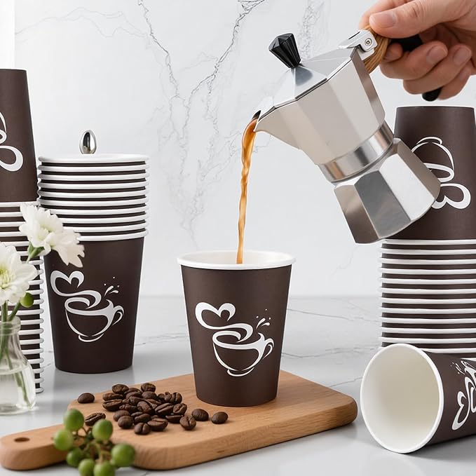 Clawsoff 400 Count 8 oz Paper Coffee Cups Disposable Hot Coffee Cups Brown | - Image 4