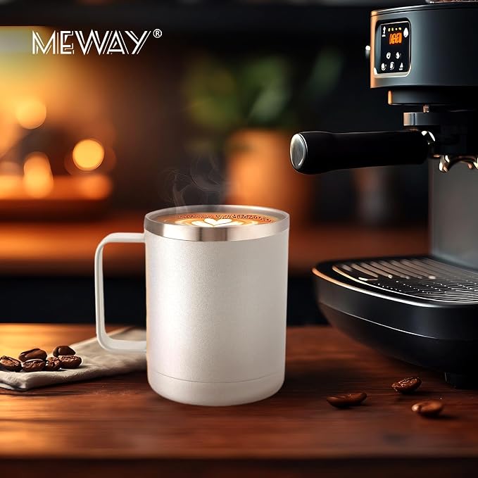MEWAY 12oz Coffee Mug With Handle 2 Pack Bulk, Stainless Steel Insulated Travel - Image 7