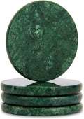 Natural Marble Coasters Set of 4, 4 inch Round, Silicone Anti-Slip Pads by Unknown