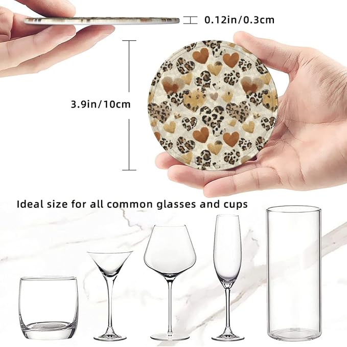 Brown Heart Shaped Spots Leopard Print Coasters - Image 3