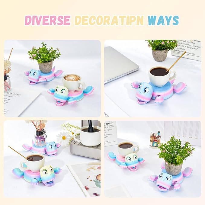3D Printed Funny Turtle Coasters - Colorful Wacky Turtle Coaster Stress Relief Toys, Desktop Decorations for Home, Office, Party, One Piece (Matte Elegance)