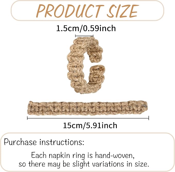 Meplait Napkin Rings Set of 12, Boho Napkins Holders Ring - Image 6