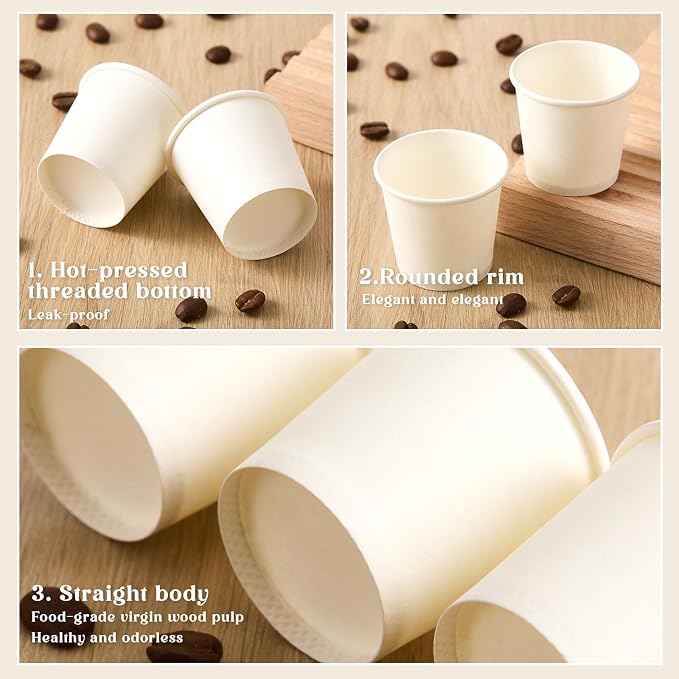 300 Pack 1oz Mini Coffee Cups Disposable Paper Cups Hot or Cold Beverage Cup - Image 3