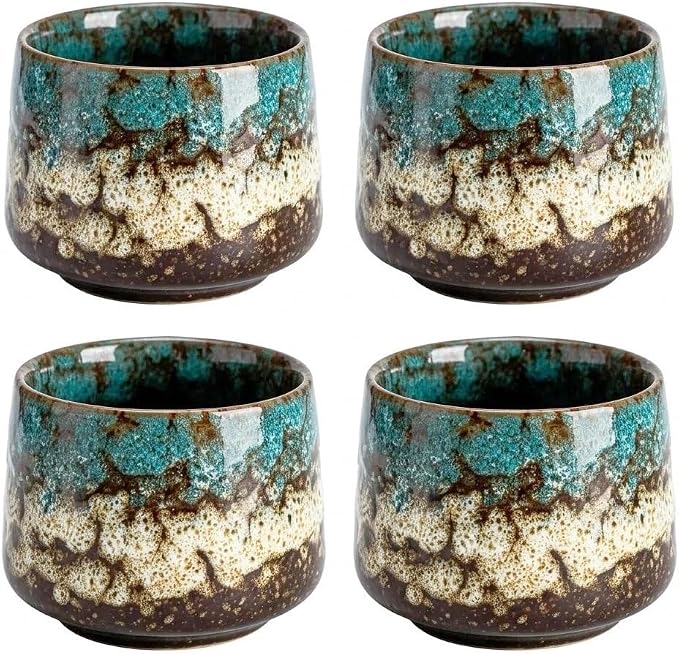 Japanese Tea Cups Set of 4pcs, 7oz/205ml Elegant Ceramic Matcha Cups by Unknown