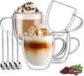 DINGPAI 4 Pack Double Wall Glass Coffee Mugs, 8oz Borosilicate Glass Mug | by DINGPAI