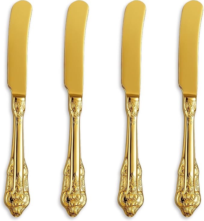 Gorgeous 4-Piece 6.9-Inch 18/10 Gold Butter Spreader Set | 18/10 Stainless by KEAWELL