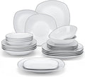 MALACASA Dinnerware Sets, 24 Piece Porcelain Square Dishes, Ceramic Dish Set by MALACASA