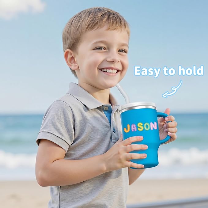 Bella's Friends Handy Mini Tumbler – Adorable 9 oz Toddler Sippy Cup, Stainless Interior & Silicone Body, Leak‑Proof, Dishwasher Safe, Gift for 1-3 Years Old Girls&Boys, 2 Pack, Azure Blue&Seafoam