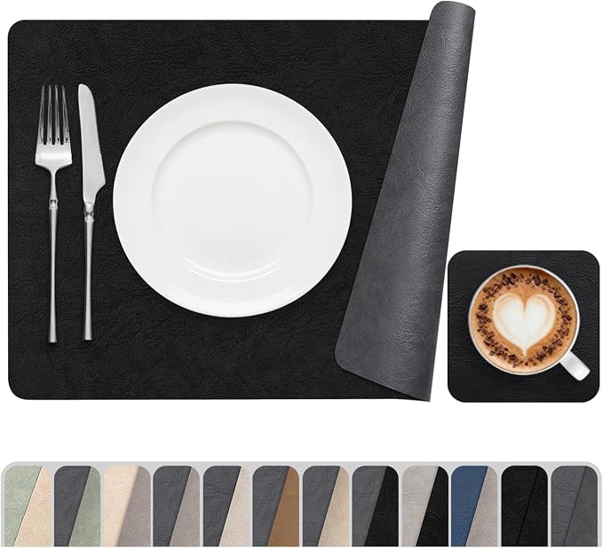 Vinyl Placemats Set of 4, Dual Sided Place Mats by Banchif