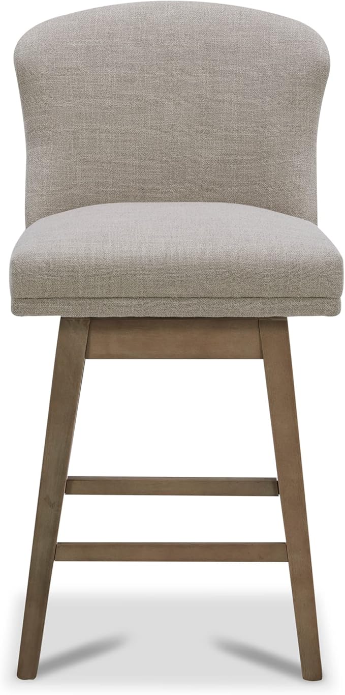 CHITA Counter Height Swivel Barstools, FSC Certified Upholstered Performance Fabric Bar Stools Set of 2, 26" Seat Height, Tan