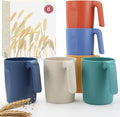 Wrova 16oz Wheat Straw Cups with handles set of 6-Plastic Cups Reusable-Unbreakable Kids Mugs-Dishwasher Safe & Microwave Safe-Ideal Plastic Mugs for Tea,Coffee,Camping,RV-Vibrant Color