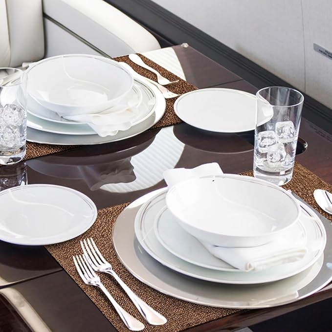 homing Cotton Linen Placemats Set of 8, Cloth Washable Farmhouse Dining Table Mats for Indoors & Outdoors, Easy to Clean, Brown, 13 x 19 Inch
