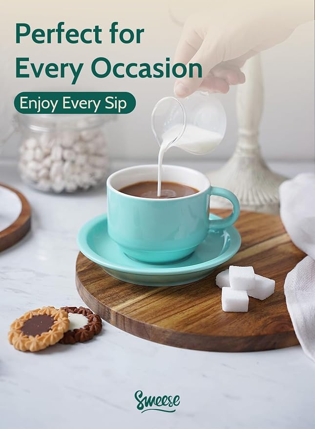 Sweese 8 Ounce Porcelain Stackable Cappuccino Cups - Image 5