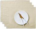 Solino Home Linen Cloth Placemats Set of 4 - 100% Pure Linen Birch Placemats 14 x 19 Inch for Spring, Easter - Fete