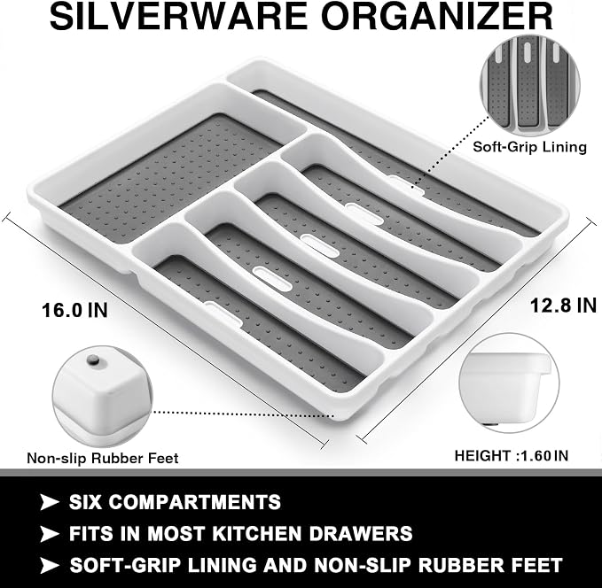 49-Piece Silverware Set with Organizer, Heavy Duty Stainless Steel Flatware Set - Image 4