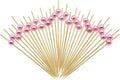 Minisland Pink Pearl Cocktail Picks, 4.7 Inch Long Bamboo Fancy Toothpicks for Appetizers, Decorative Valentines Baby Shower Holiday Party Food Drink Garnish Fruit Skewer Sticks 100 Counts - MSL153