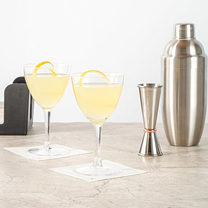 Restaurantware-Vetri 7 Ounce Nick And Nora Glasses, 6 Dishwashable Martini Glasses - No Lead, Vintage Inspired, Clear Glass Cocktail Drinkware, For Hosting Parties, Serve Whiskey, Gin And More