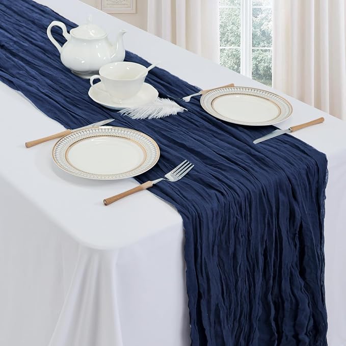 12 Pack Navy Blue Cheesecloth Table Runner 35 x 120 Inch | Boho Gauze Cheese - Image 3