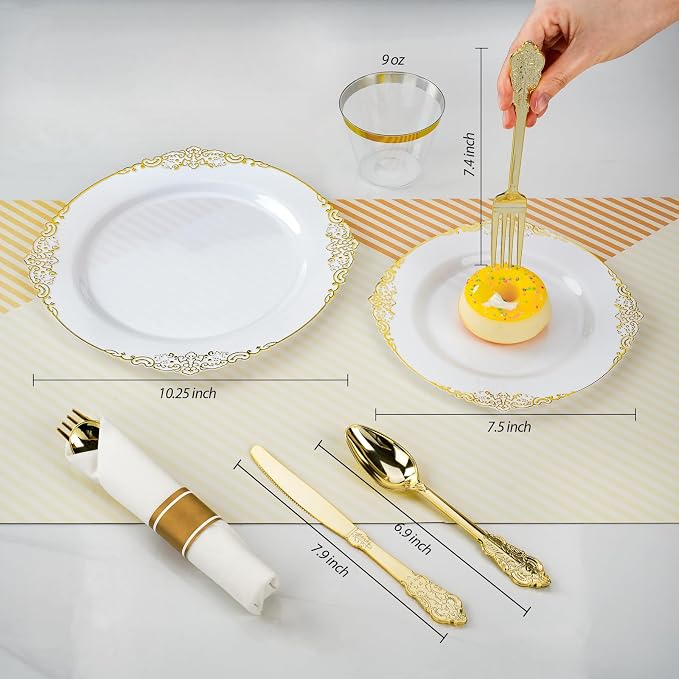 Bestluck 525PCS Gold Disposable Dinnerware - Image 3