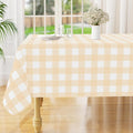 misaya Rectangle Waterproof Vinyl Table Cloth, Buffalo Flannel Backed Tablecloth, Wipeable Plastic Table Cover for Dinner, Kitchen, Outdoor (60" x 102", Beige and White)