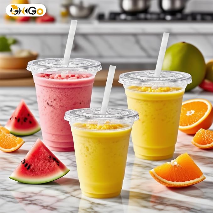 Ginkgo 100 Pack 12 oz Plastic Iced Coffee Cups - Image 6