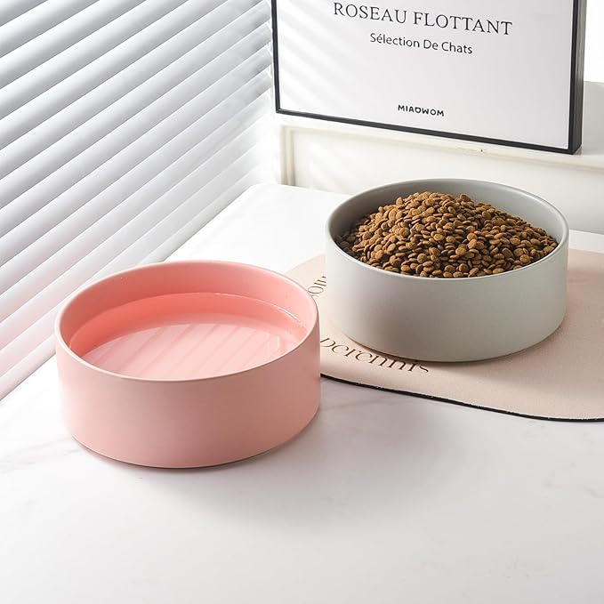 6'' Ceramic Dog Bowl - 30Oz Classic Dogs Food & Water Bowl for Small and Medium Breed Dogs, Heavy Duty Non-Slip Dog Dishes, Food Grade Stoneware Pet Bowl, Dishwasher & Microwave Safe, Pink