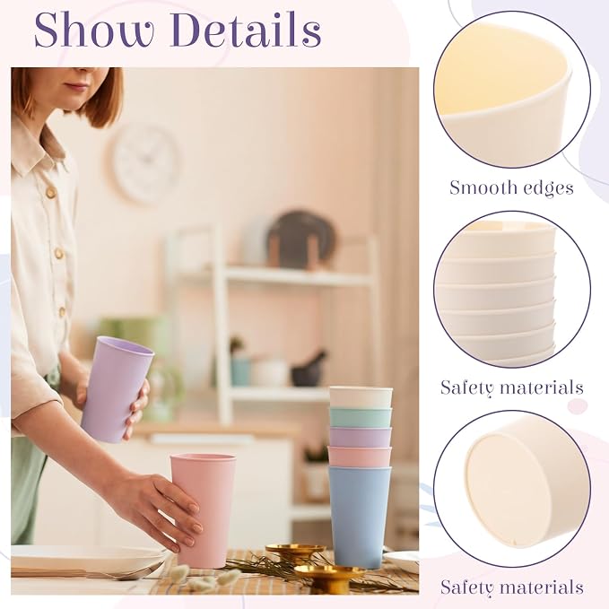 Yungyan 50 Pcs Unbreakable Plastic Cups 16oz Thickened Reusable Plastic Cup - Image 3
