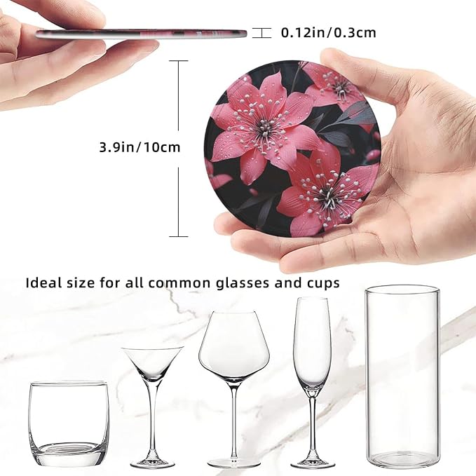 6Pcs PU Leather Coaster for Drinks, Aesthetic Drink Coasters for Coffee Table - Image 2