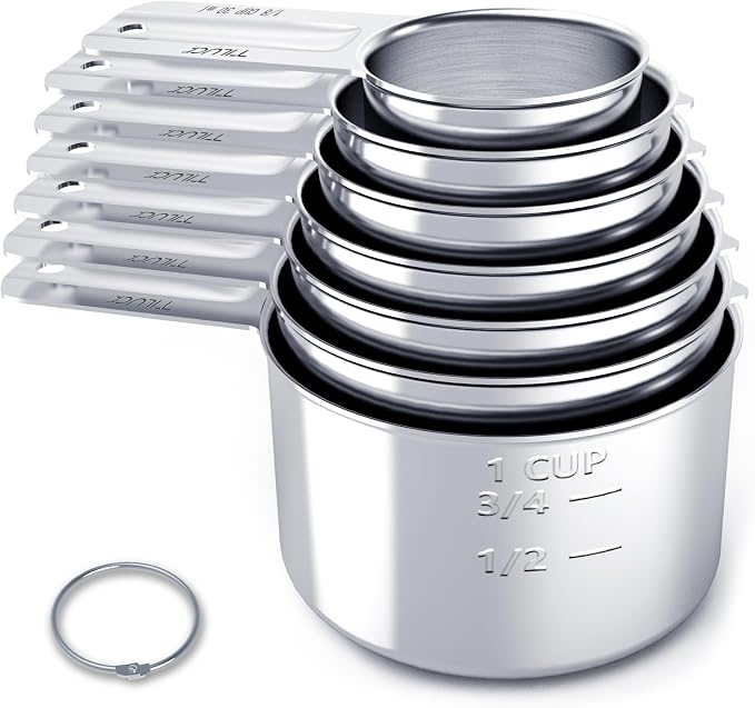 Stainless Steel Measuring Cups Set, Kitchen Gadgets by TILUCKBringsGoodLuck