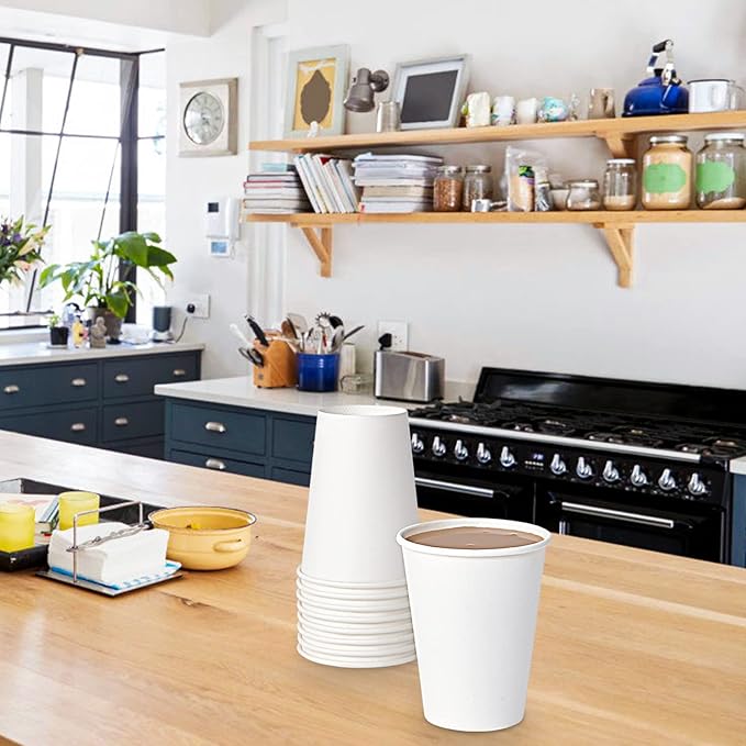 Turbo Bee Disposable Paper Coffee Cups 16oz, 210 Pack White Paper Cups,Disposable Hot Drinking Cups