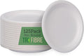 9-Inch 125-Pack Disposable Bagasse Paper Plates, Styro Foam Food Trays, Microwave Safe Meal Plates for Holidays, Party Favors & Events, Bulk