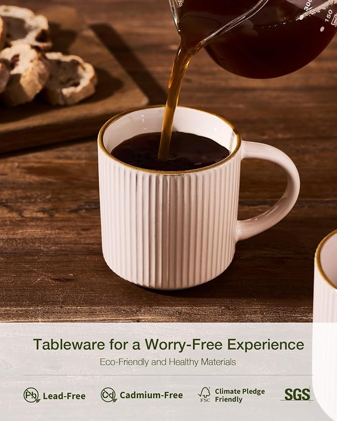 ffamiware Star Coffee Mug Set for 4, Handcrafted 12 oz Ceramic Stoneware Mugs - Image 6