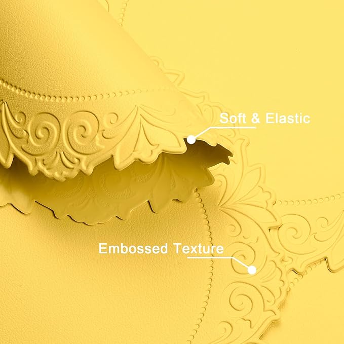 Noctiflorous Round Faux Leather 15 Inch Placemats Set of 6 Waterproof Wipeable Heat Resistant Tablemat for Dining Table Kitchen Non Slip Washable Oilproof Table Place Mat(Mango Yellow, 6)